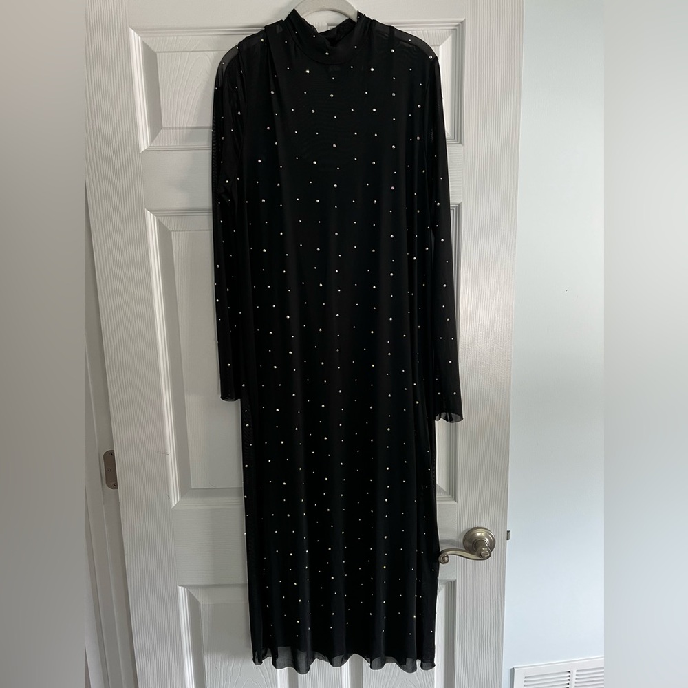 Wild Fable Elegant Black Dress with Silver Accents (worn once)